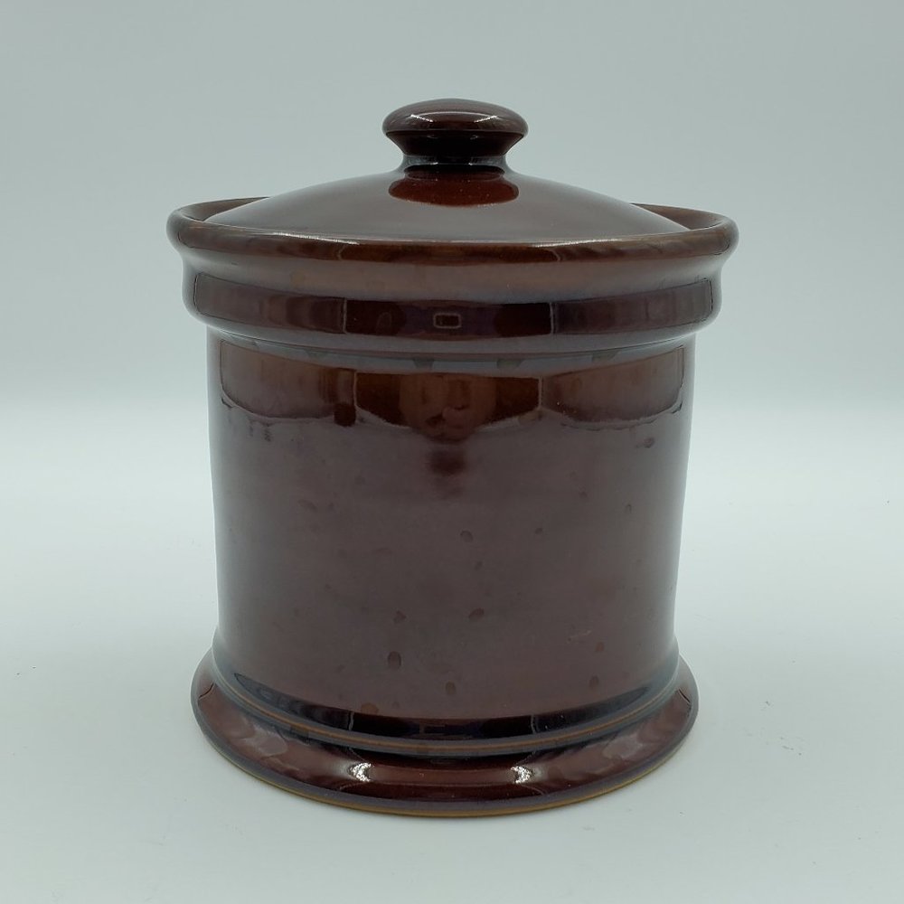 Rogers Pottery Brown Lidded Jar Brown Glaze Cookie Jar Canister Made in England